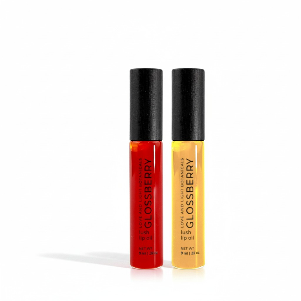Lush lip oil duo — Glossberry + Naked lip oils by Love & Light Botanicals