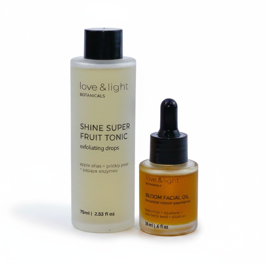 Renew + glow night routine skincare kit by Love & Light Botanicals