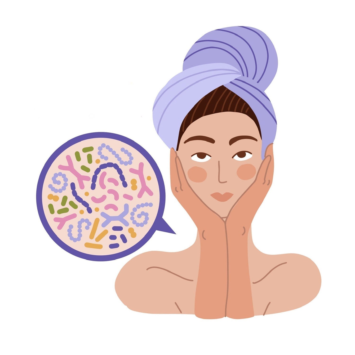 Image of a woman thinking about her skin microbiome