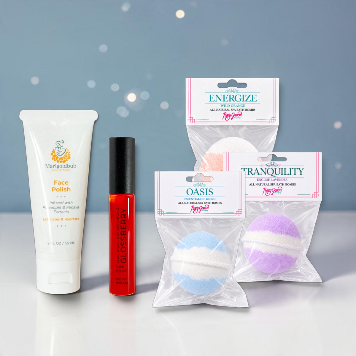 Glow + unwind holiday gift set